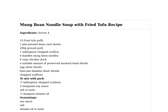 Mung Bean Noodle Soup with Fried Tofu Recipe