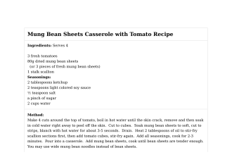 Mung Bean Sheets Casserole with Tomato Recipe