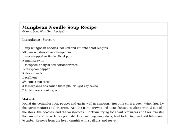 Mungbean Noodle Soup Recipe