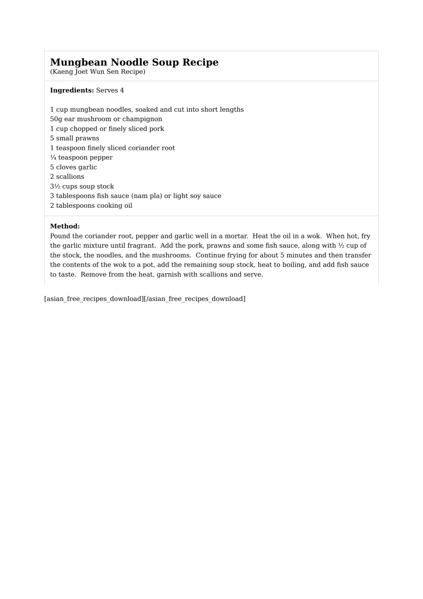 Mungbean Noodle Soup Recipe