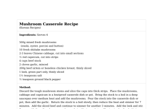 Mushroom Casserole Recipe