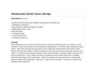 Mushrooms Oyster Sauce Recipe