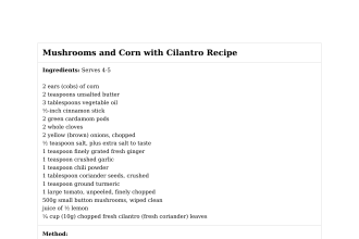 Mushrooms and Corn with Cilantro Recipe
