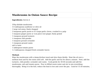 Mushrooms in Onion Sauce Recipe