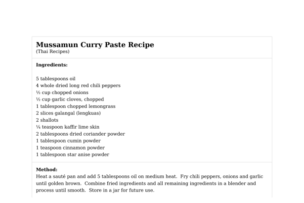Mussamun Curry Paste Recipe