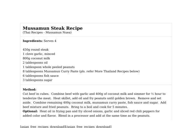 Mussamun Steak Recipe