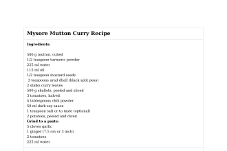 Mysore Mutton Curry Recipe