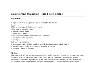 Nasi Goreng Malaysian - Fried Rice Recipe