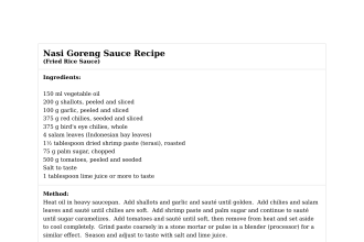Nasi Goreng Sauce Recipe