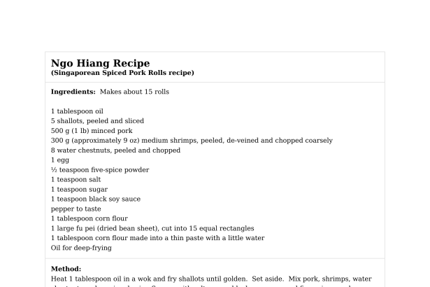 Ngo Hiang Recipe