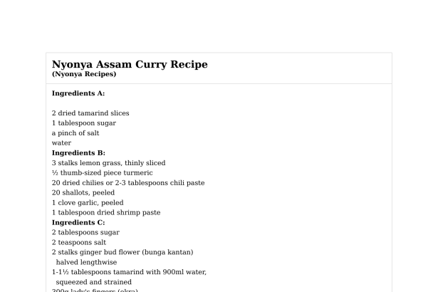 Nyonya Assam Curry Recipe
