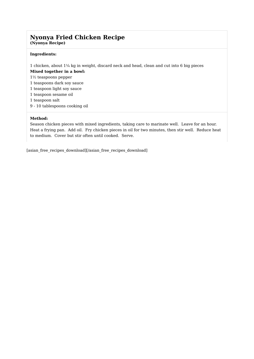 Nyonya Fried Chicken Recipe