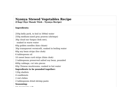 Nyonya Stewed Vegetables Recipe
