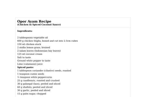 Opor Ayam Recipe