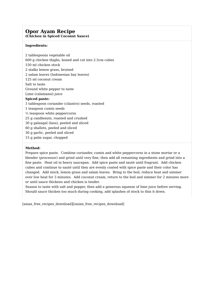 Opor Ayam Recipe