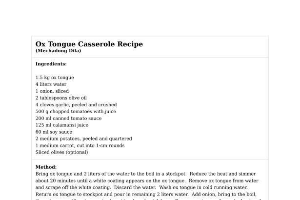 Ox Tongue Casserole Recipe