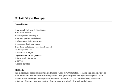 Oxtail Stew Recipe