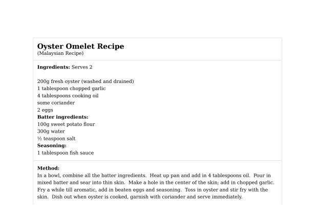 Oyster Omelet Recipe