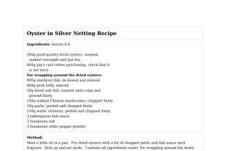 Oyster in Silver Netting Recipe
