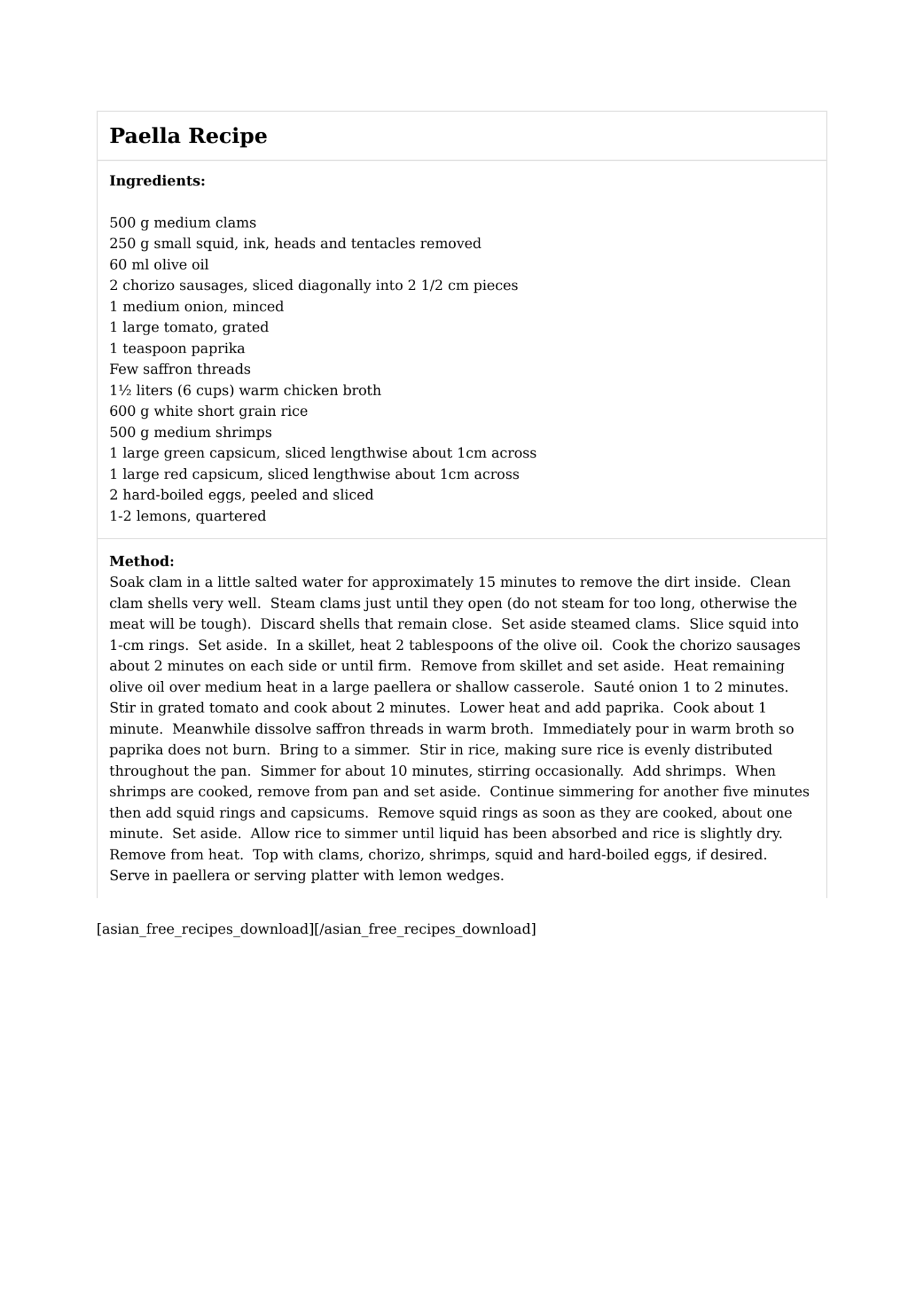 Paella Recipe