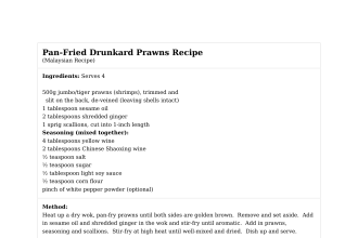 Pan-Fried Drunkard Prawns Recipe