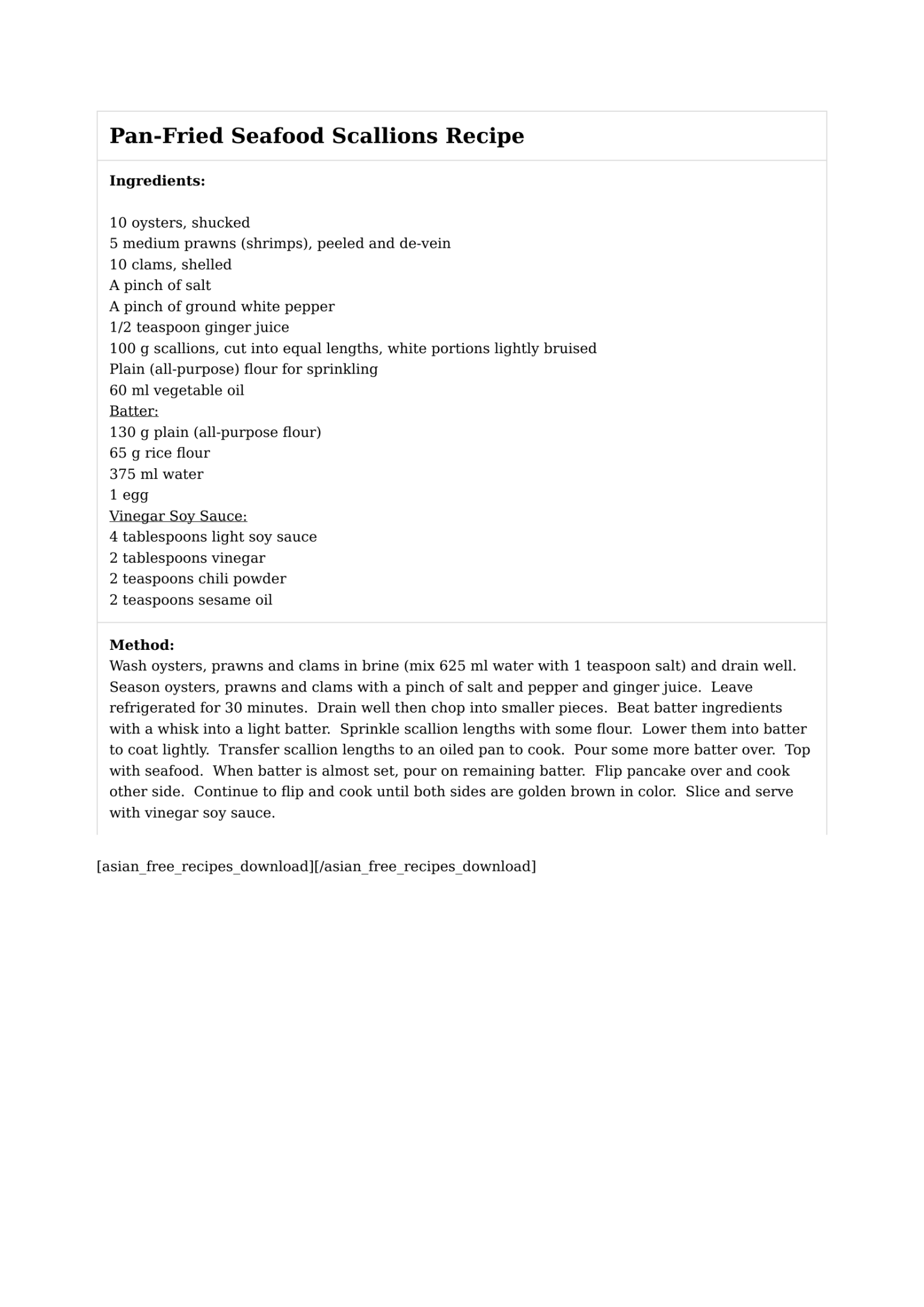 Pan-Fried Seafood Scallions Recipe