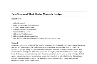 Pan-Steamed Thai Herbs Mussels Recipe