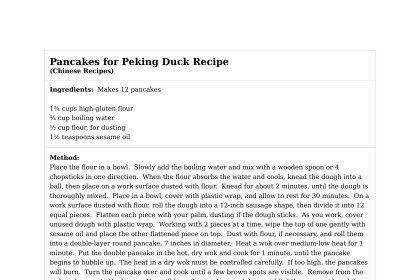 Pancakes for Peking Duck Recipe