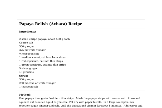 Papaya Relish (Achara) Recipe