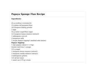 Papaya Sponge Flan Recipe
