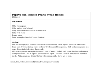 Papaya and Tapioca Pearls Syrup Recipe
