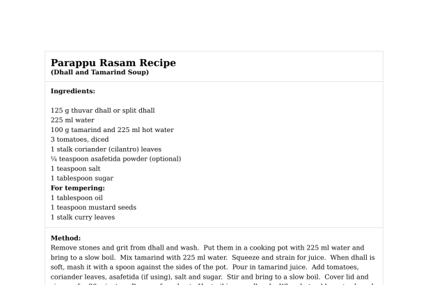 Parappu Rasam Recipe