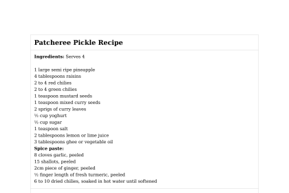 Patcheree Pickle Recipe