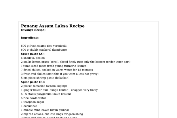 Penang Assam Laksa Recipe