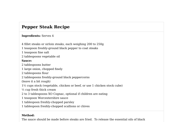 Pepper Steak Recipe