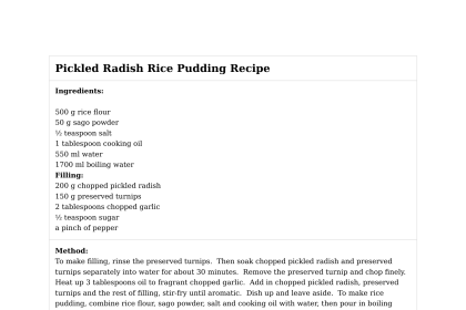 Pickled Radish Rice Pudding Recipe