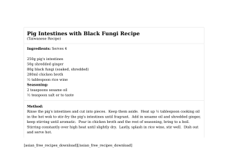Pig Intestines with Black Fungi Recipe