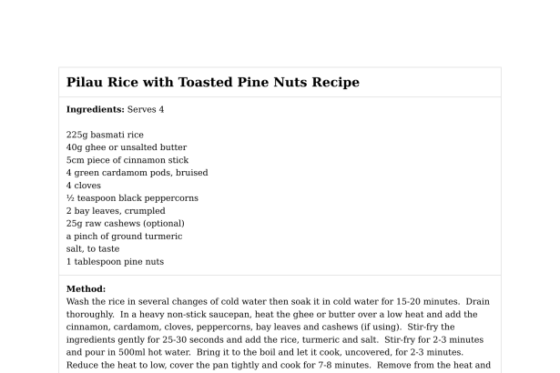 Pilau Rice with Toasted Pine Nuts Recipe