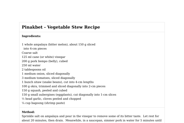Pinakbet - Vegetable Stew Recipe