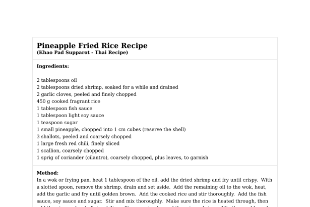 Pineapple Fried Rice Recipe