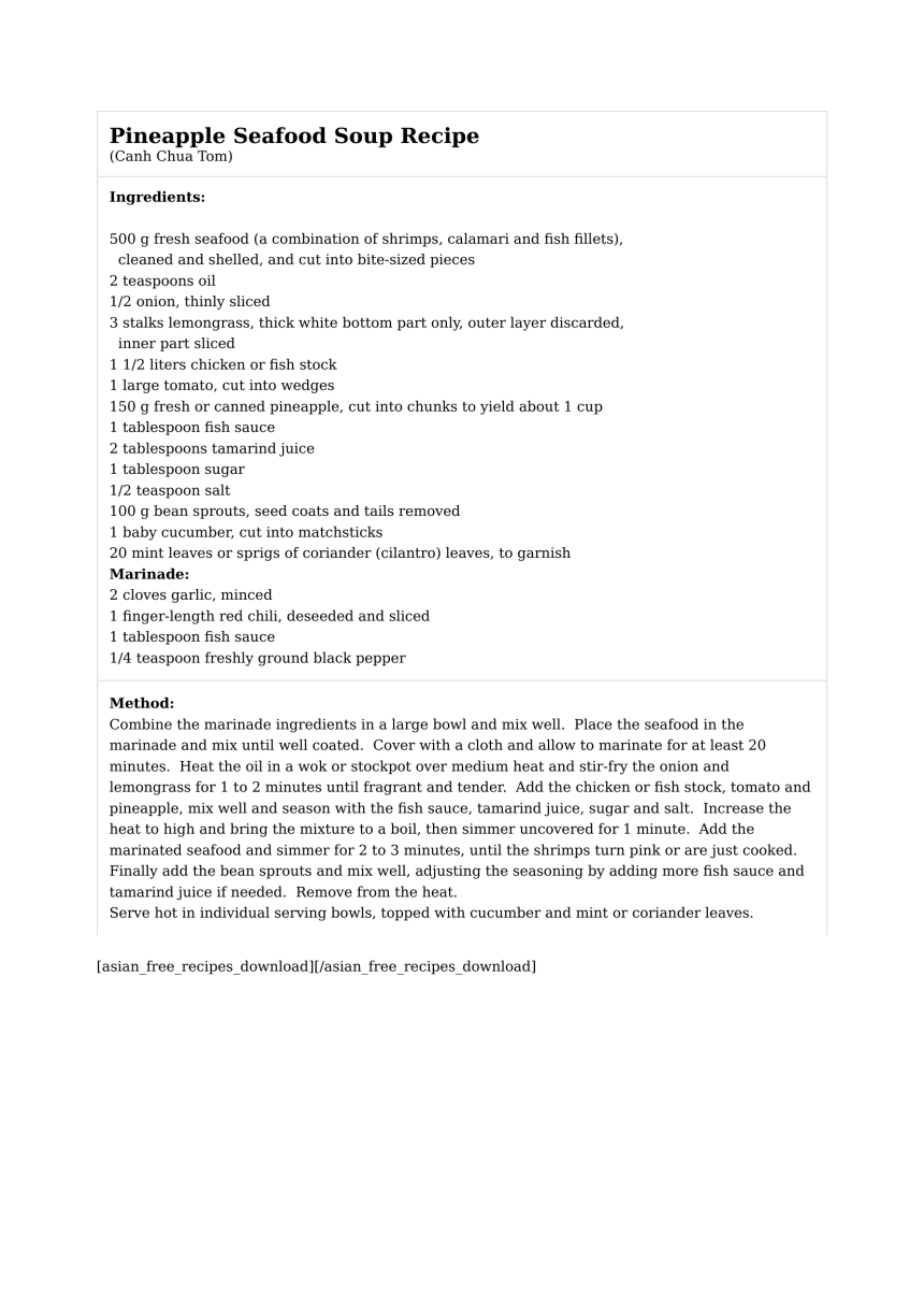 Pineapple Seafood Soup Recipe