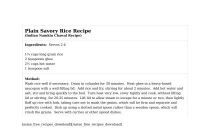 Plain Savory Rice Recipe