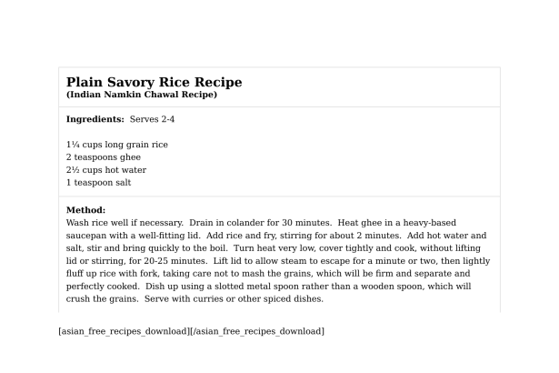 Plain Savory Rice Recipe