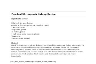 Poached Shrimps ala Katong Recipe