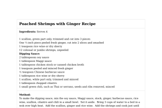 Poached Shrimps with Ginger Recipe