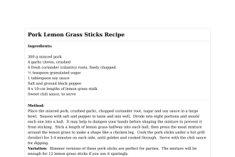 Pork Lemon Grass Sticks Recipe
