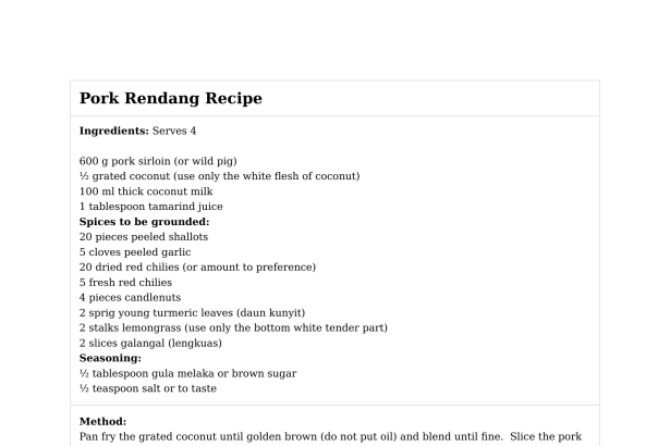 Pork Rendang Recipe