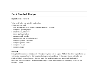 Pork Sambal Recipe