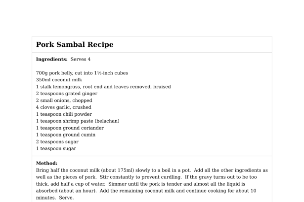 Pork Sambal Recipe