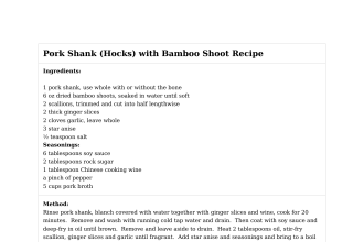 Pork Shank (Hocks) with Bamboo Shoot Recipe